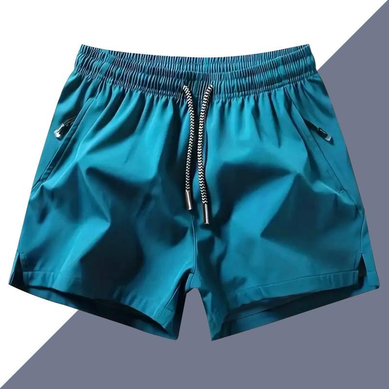 Men's sports shorts, summer casual quick-drying elastic belt drawstring shorts with zip pockets for long-lasting comfort, suitable for gyms and outdoor leisure activities