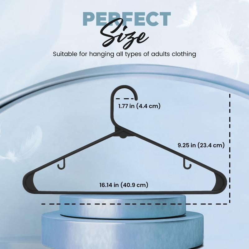 Utopia Home Plastic Hangers – Clothes Hangers with Hooks, Durable & Space Saving – 50 Pack & 100 Pack (Black or White)