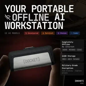 Docket Mini Portable Offline AI Workstation 64GB USB Drive with 12 Pre-loaded Models for macOS Windows Linux Docket Mini Portable Offline AI Workstation 64GB USB Drive with 12 Pre-loaded Models for macOS Windows Linux
