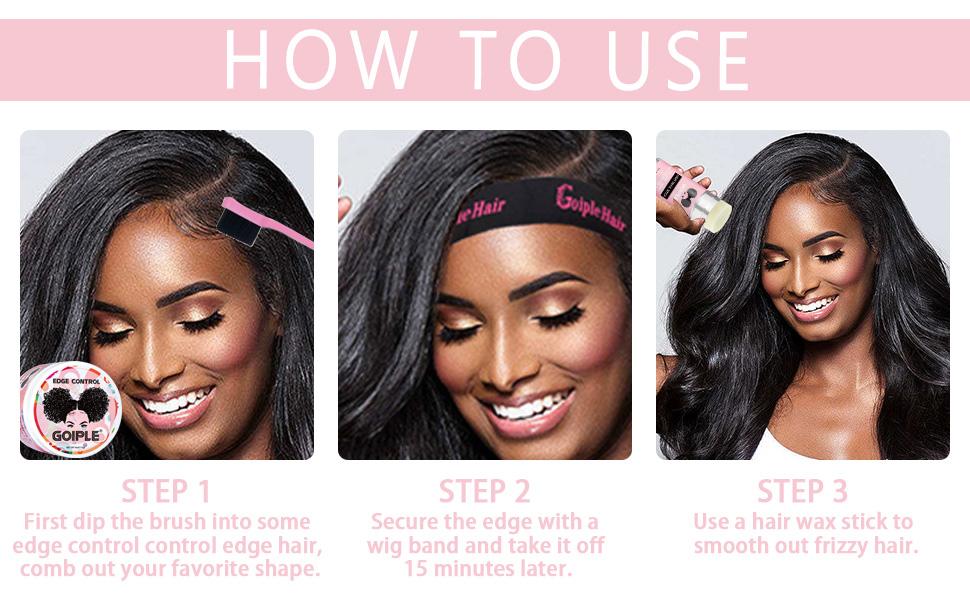 Edge Control Wax Stick for Women - Strong Hold, Non-Greasy,Edge Brush, and Hair Comb for All Hair Types Smooth Organic Strawberry Gel Long Lasting