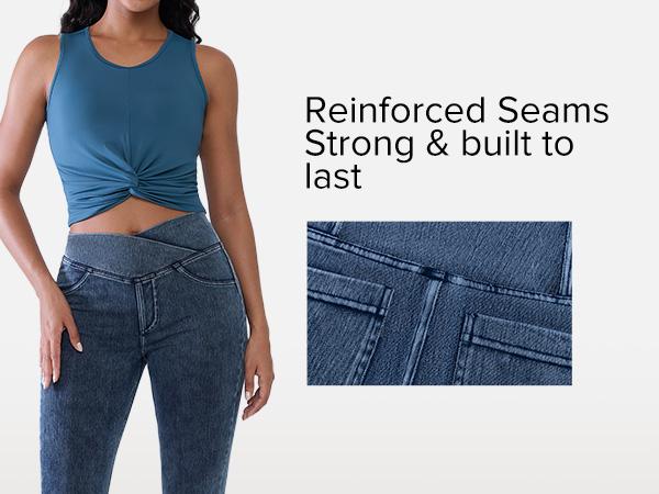 BRXL High Waisted Bootcut Flare Denim Jeans for Women - Crossover Waist & Illusion Pocket Design with Functional Back Pockets & Comfort Stretch Fabric#TikTokMadeMeBuyIt#Streetwear #outdoorfun-1