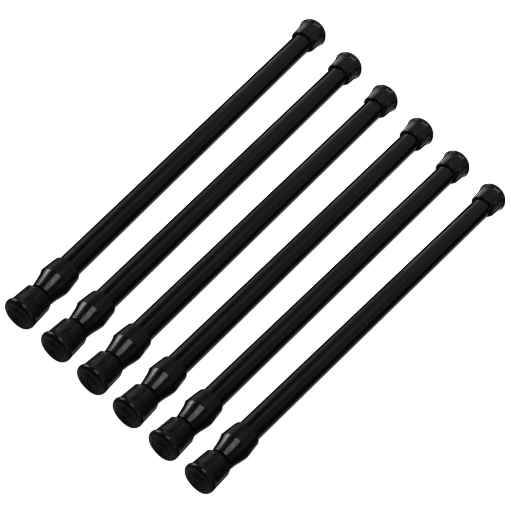 Black 6-Pack Metal Adjustable Tension Curtain Rods - 11.8-19.6in Steel Spring Bars for Shelf, Cupboard, RV Trailer, Travel Trailer Support, Household Appliance Accessories for Household Users