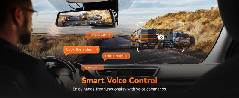 WOLFBOX G850 4K UHD Rearview Mirror Backup Camera Dash Cam with GPS 64GB Card Loop Recording Privacy FathersDayGift Protection 24 Hours Recording 5.8GHz WiFi Connectivity Intelligent Voice Control WDR Super Night Vision TikTokShopHolidayHaul