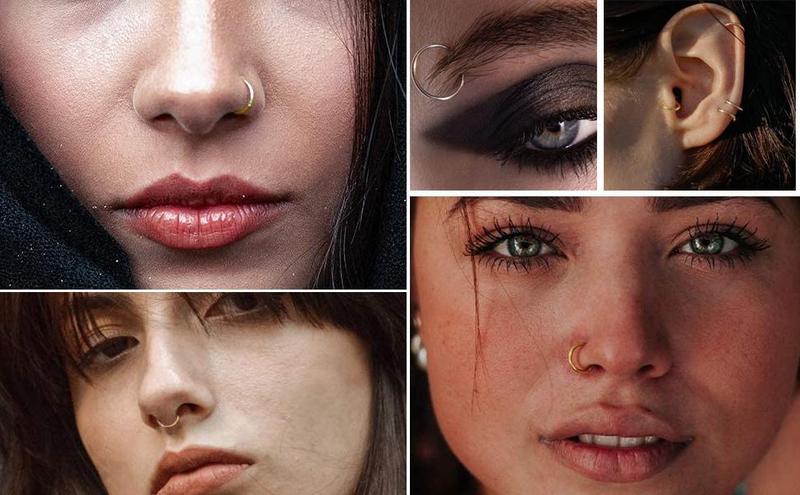 Jstyle G23 Titanium Nose Ring Hoops Septum Click Ring for Helix Tragus Cartilage Earrings Piercing Jewelry for Women Men