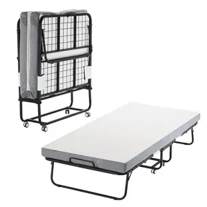 VEVOR Rollaway Bed,  , 38 in x 75 in Folding Bed with 4 in Mattress, Twin Size Foldable Bed with Sturdy Metal Frame & Memory Foam Mattress, Portable Twin Roll Away Bed with Mattress, for Adults, Guest
