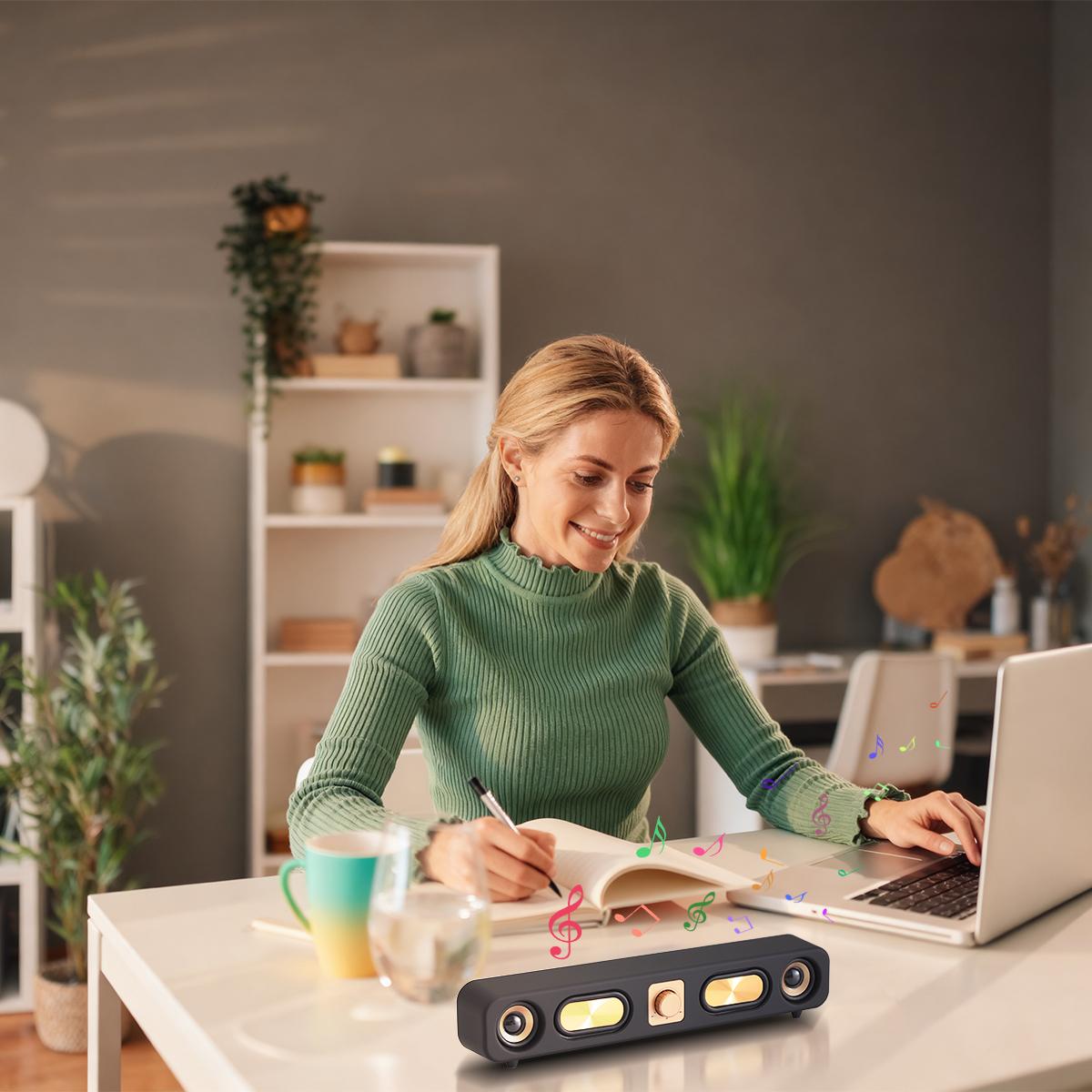 Vintage Bluetooth Sound Bar Speaker For Smart TV Wired Wireless Desktop Dual 2" Computer Speaker Home Theater 3D Stereo Surround Sound