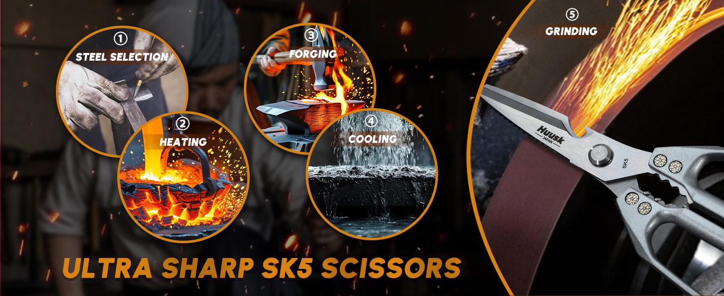 【February Faves】HUUSK Kitchen Scissors All Purpose -FallFreshness- Stainless Steel Kitchen Shears, Sharp Silver Meat Scissors, Dishwasher Safe,  Poultry Shears, Japanese Cooking Scissors for Food, Chicken Bones, and Turkey, Christmas  Gift!