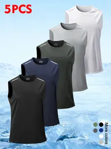 5-Pack Men’s Summer Sports Tank Top for Teenagers — Multicolor and Solid Options; Ideal for School PE Classes, Sports, Campus Activities, and Recreation