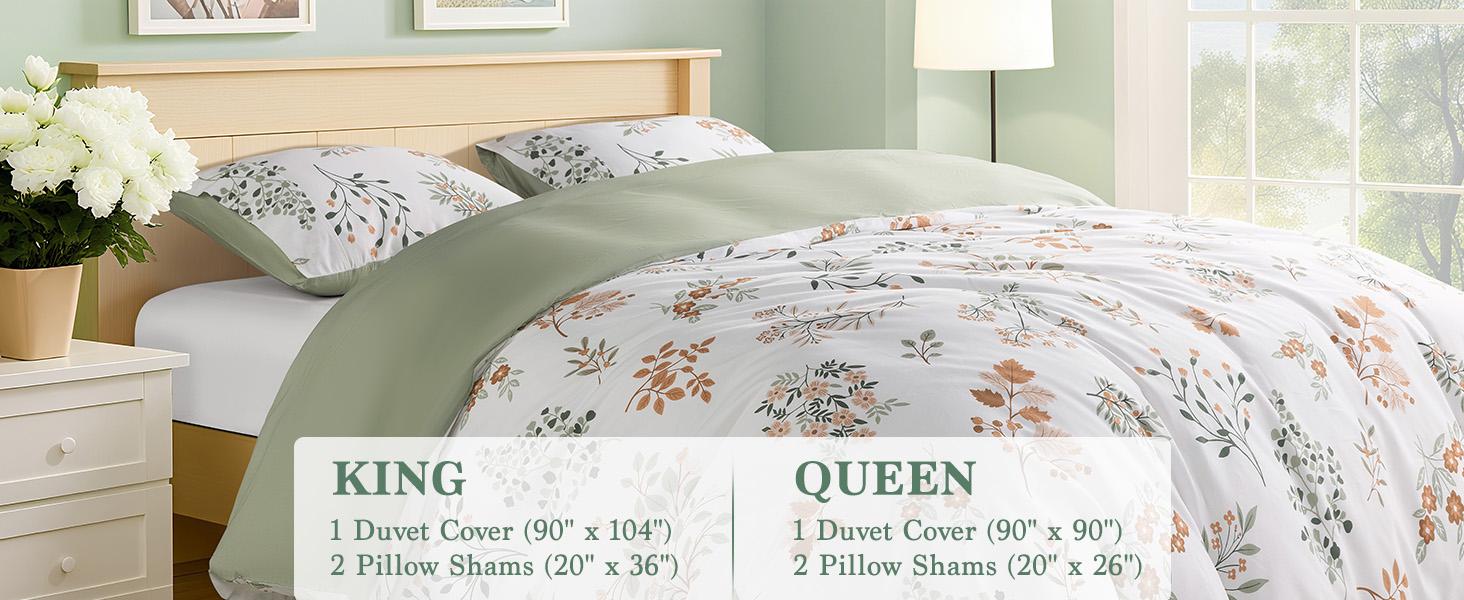 Shilucheng Floral Cotton Duvet Cover 3 Piece Set Soft Breathable Botanical Print Bedding Comforter Cover Perfect To Upgrade Your Bedroom Atmosphere bed  set cozy  bed  sheets