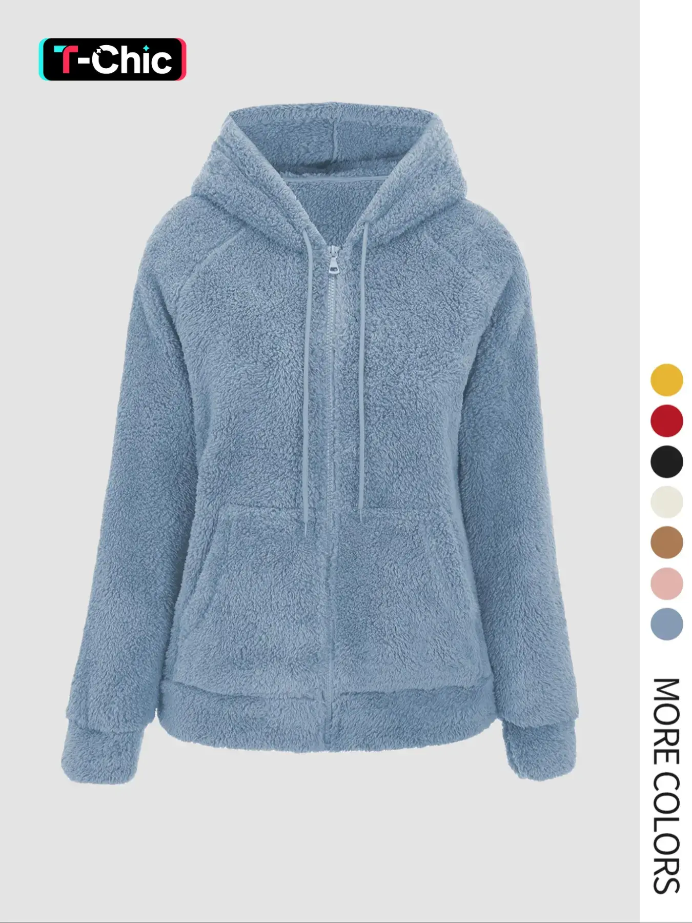 Women's Hooded Plush Soft Long Sleeve Jacket Coats Everyday Jackets Daily Wear Jackets with Pockets & Drawstring, Solid Basic Casual Aesthetic Minimalist Fitted Zipper Outerwear Fall Winter Outerwear for Spring Autumn Winter All Seasons