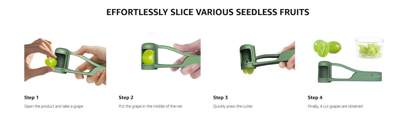 LUVAN Grape Cutter for Toddlers 1-3 - Stainless Steel Baby Fruit Slicer Safe & Easy Grape, Cherry Tomato, Strawberry, Blueberry Cutter - Lightweight Kitchen Gadget for Fruit Salad & Cake Decor