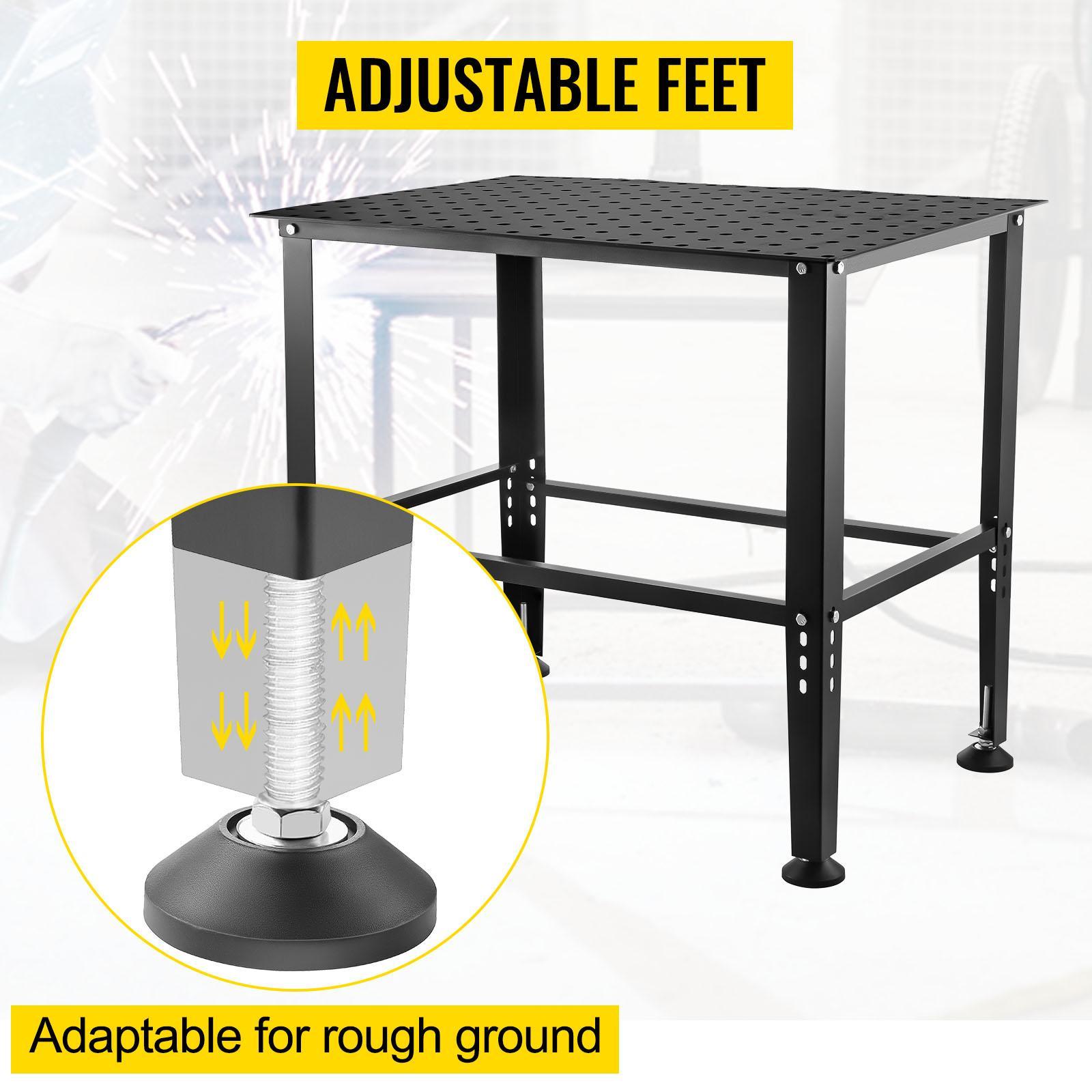 VEVOR Welding Table, 36" x 24" Steel Welding Workbench Table, 0.12-inch Thick Industrial Workbench, 600lb Loading Capacity Work Bench, Heavy Duty Carbon Steel Work Table with Adjustable Feet