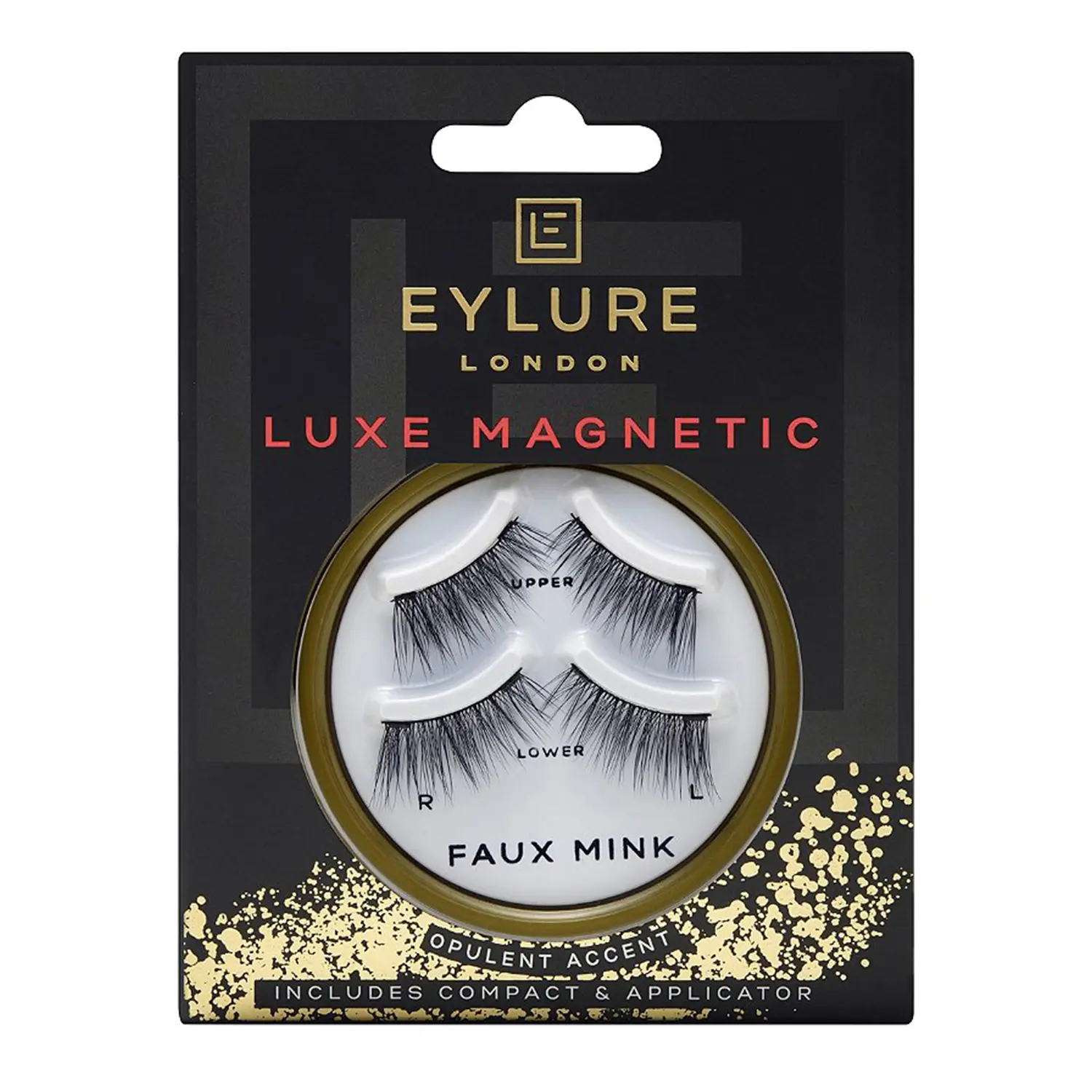Eylure London Luxe Faux Mink Magnetic False Eyelashes, Opulent Full Strip (355651) with Makeup Storage Bag, Eyelashes Extensions