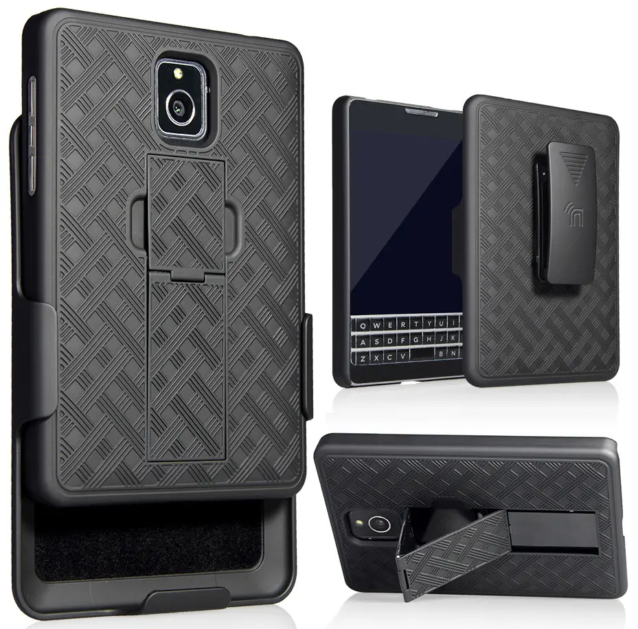 Case with Clip for Blackberry Passport, Nakedcellphone Black Kickstand Cover + Belt Hip Holster Combo for Blackberry Passport (ONLY FOR AT&T VERSION, SQW100-3)