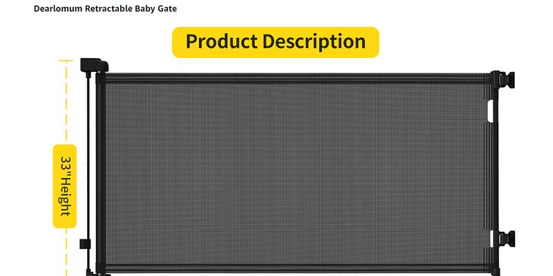 Dearlomum Retractable Baby Gate 33.1" Tall with Mesh Design Extends to 55"/71"/118"/168"/197" Wide for Doorways Stairs & Hallways White Safety Fences Guardrail Gift for Infant Newborn