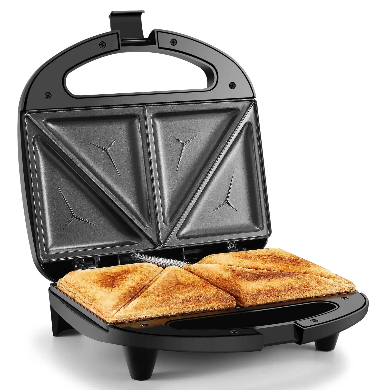 OSTBA Sandwich Maker, 2 Slice Grilled Cheese Maker with Non-stick Triangle Plates, Indicator Lights, Cool Touch Handle, Easy to Clean and Store, 750W,home essentials