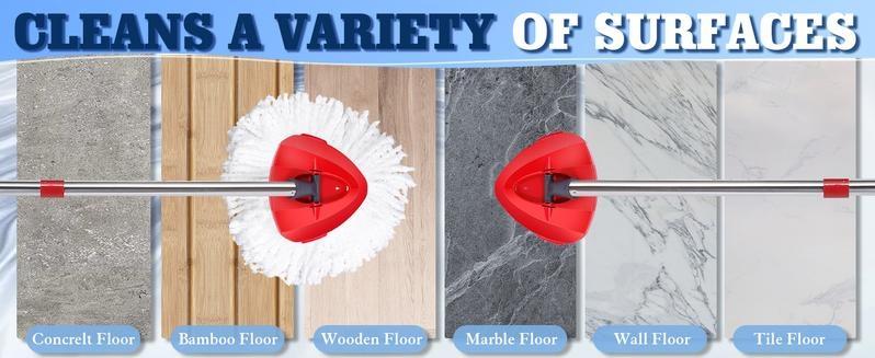 Spin Mop Head Replacement & Shower Floor Scrubber (No Bucket), Microfiber Mop Refill Heads for Cleaning All Hard-surfaced Floor, Easy to Replace Easy to Clean