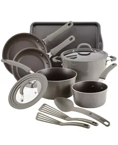 Rachael Ray Cook + Create Aluminum Nonstick Cookware Set 11 Piece Durable Even Heat Distribution Nonstick Coating Ideal for Everyday Cooking