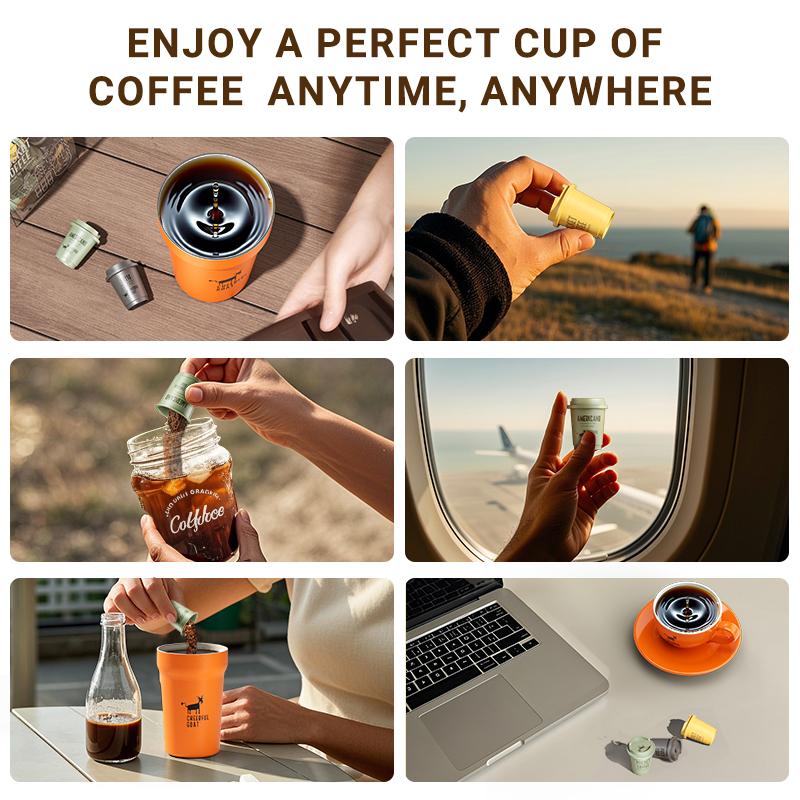Coffee & Mug Combo Cheerful Goat Freeze-Dried Instant Cold Brew Coffee 15 Cups  No Sugar, No Additives, Low Acid, Healthy for Iced & Hot  Insulated Coffee Mug Combo – Stainless Steel Travel Coffee Tumbler with Ceramic Liner Beverage