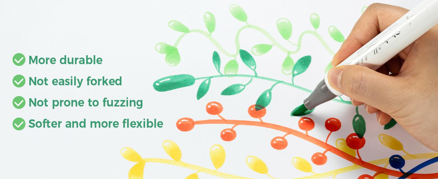 Ohuhu Alcohol Brush Markers: Supreme Brush& Chisel Dual Tips  - 24 colors - Alcohol-based Art Marker Set for Artist Adult Coloring Book Illustrations- Refillable - Honolulu Plus Series of Ohuhuart