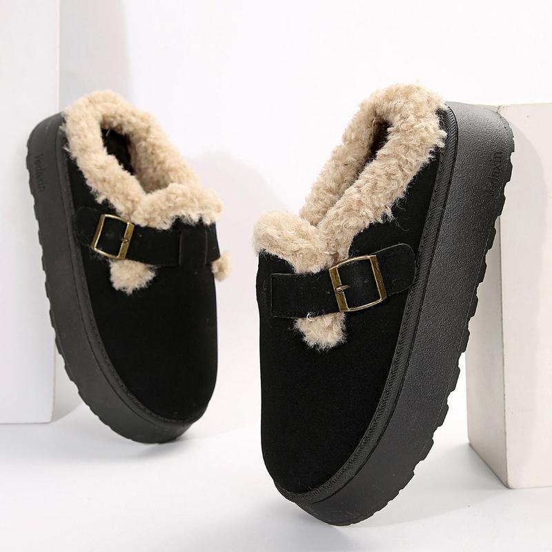 Women's Platform Slippers Adjustable Buckle And Non-Slip For Outdoor Comfort For Winter Wear
