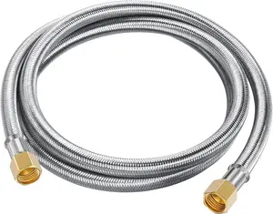 6 Feet Propane Hose Extension, Braided 3/8" Propane Extension Gas Line, 6ft Flexible LP Gas Line, Female to Female Flare on Both Ends, Brass Connector for Gas Grill, RV Application, Heater, Burner