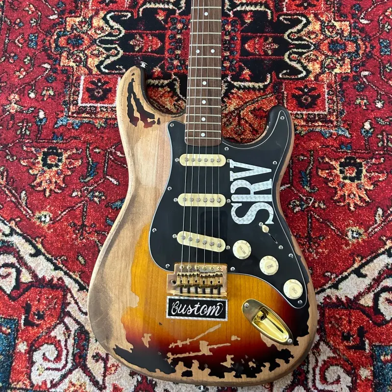 Custom Classic Heavy SRV Style Electric Guitar - Alder Body, Rosewood Fingerboard, Maple Neck, Chrome Hardware, Gift Idea for Music Lovers
