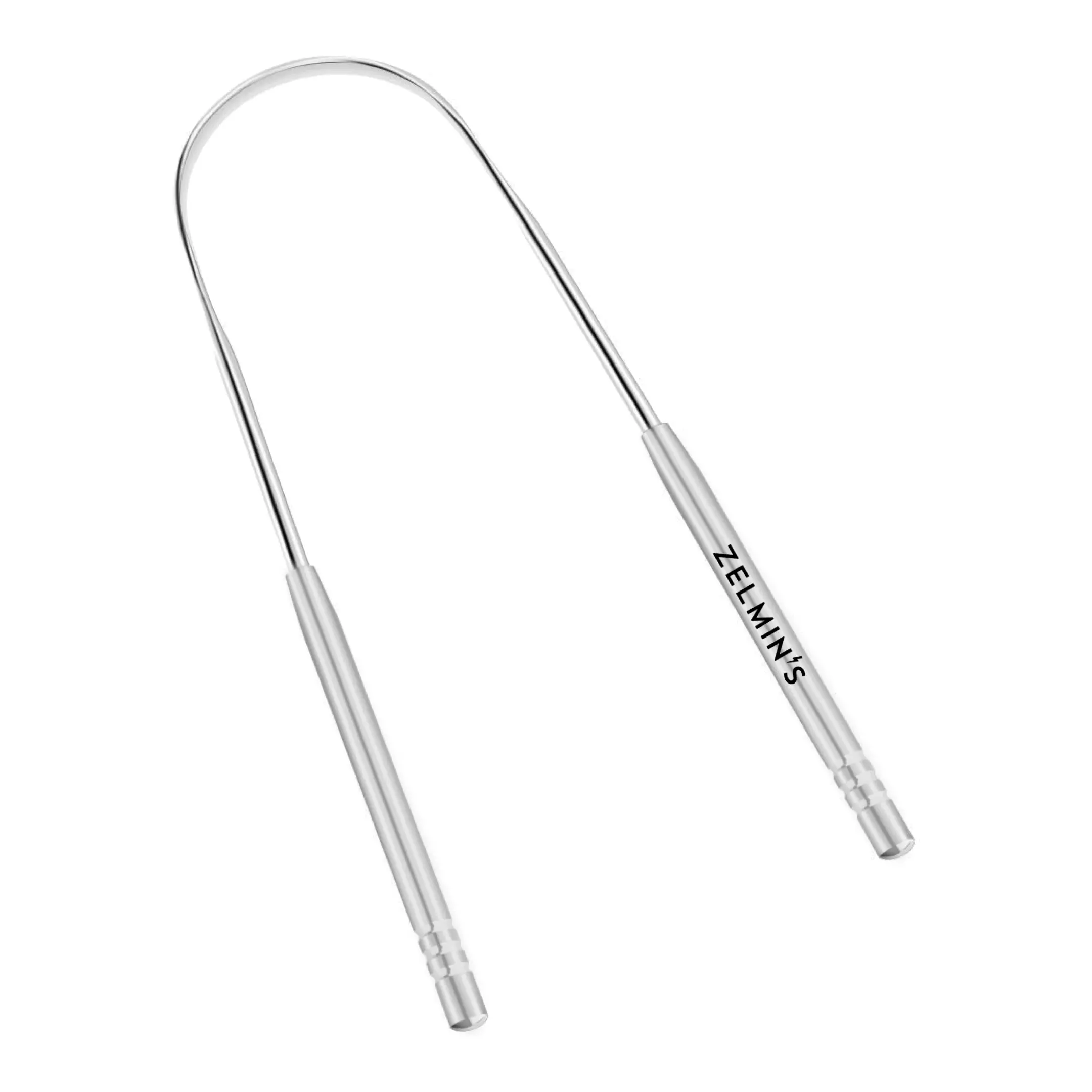 Zelmin's Minty Mouth Stainless Steel Tongue Scraper - 2-Handle Design Oral Tool for Fresh Breath, Dental Care Tongue Cleaners, Mouth Care Essentials