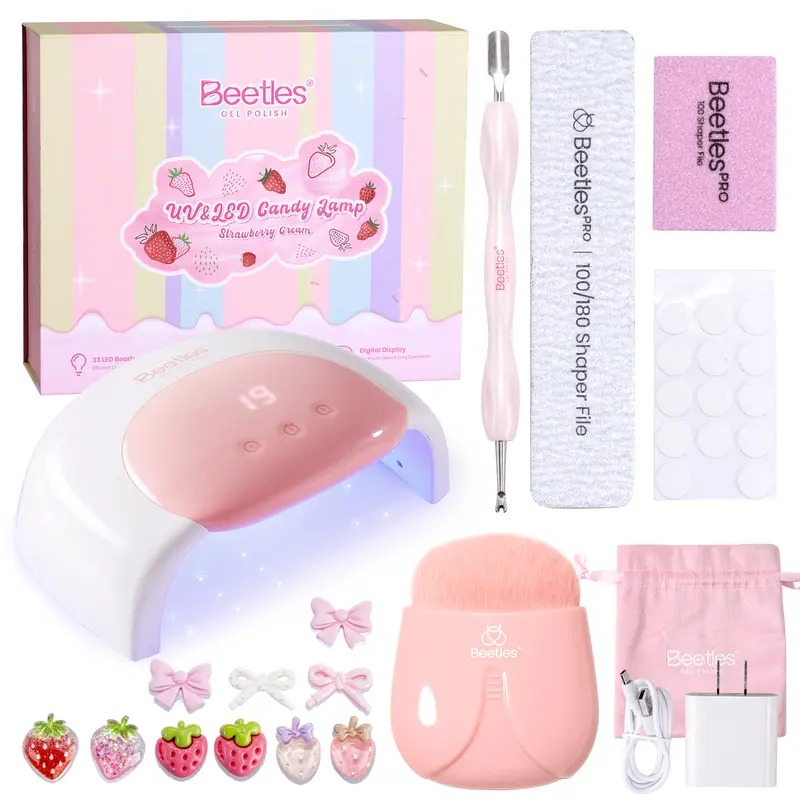 Beetles Candy-Inspired Crystal White UV LED Polish Curing Dryer - 33 LED Beads Manicure Pedicure Tool, 3 Timer Settings (30/60/120s), Countdown Display, Smart Sensor, Larger Chamber, Removable Set, Flash Cure for Gel Polish Coats, Selfcare Desk Accessory