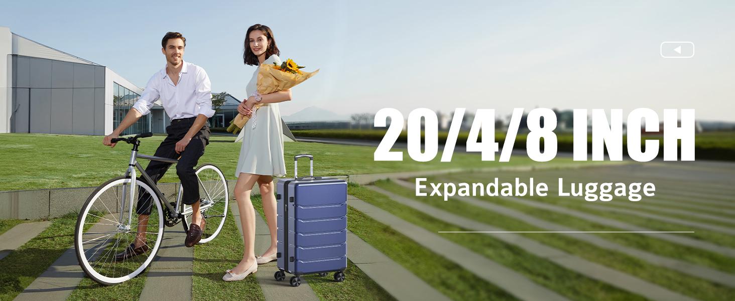 Carry on Luggage, Hard Shell ABS Suitcase with Double Spinner Wheels, Lightweight Expandable Rolling Luggage with TSA Lock