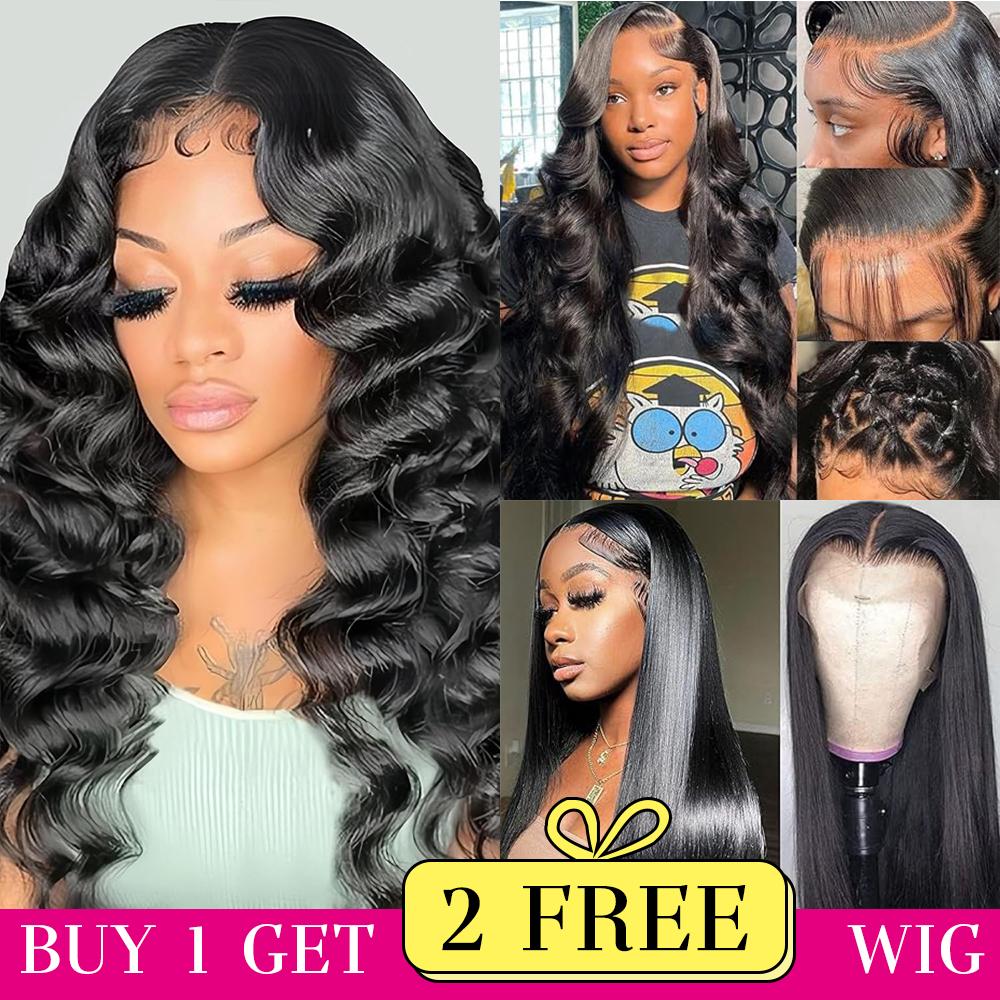[Combo sale 30"&30"&30"]" 13x4 Deep Wave buy 1 get 3 wig Lace Front Wigs Human Hair 180% Density Human Hair Wigs for Black Women