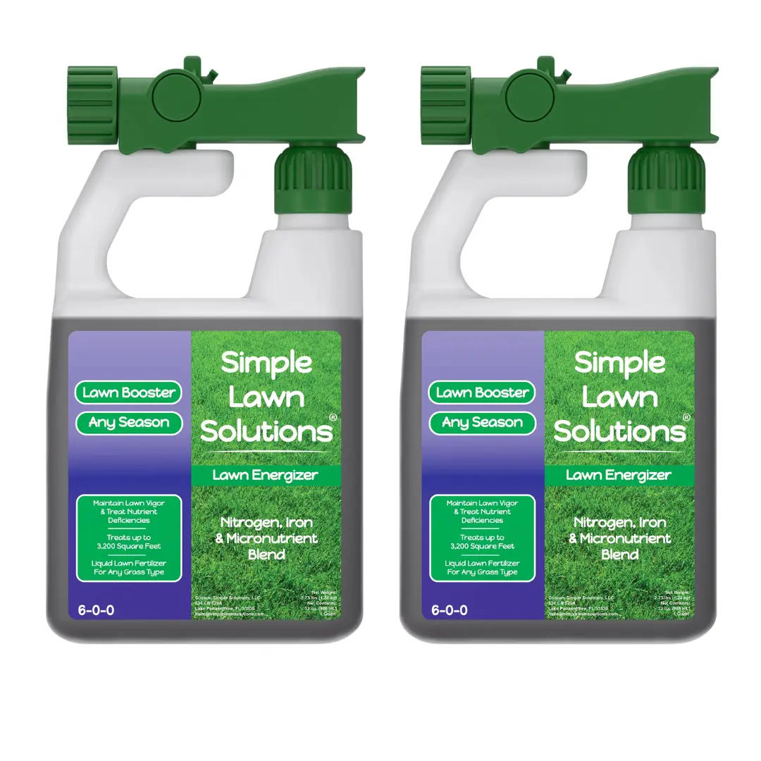 Liquid Iron & Nitrogen Lawn Fertilizer Lawn Booster 32oz Duo - Fast Green Grass Energizer - Lawn & Turf Care - Ready-to-use Attached Sprayer - 32 oz