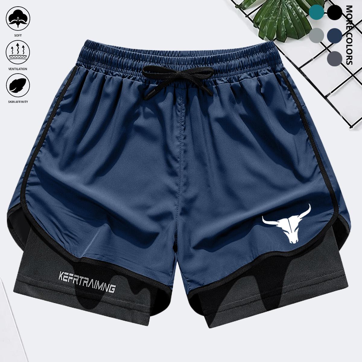 Lightweight and quick-drying sports shorts for men, suitable for summer outdoor fitness, running and leisure sports. It has a double-layered inner lining and built-in pockets.
