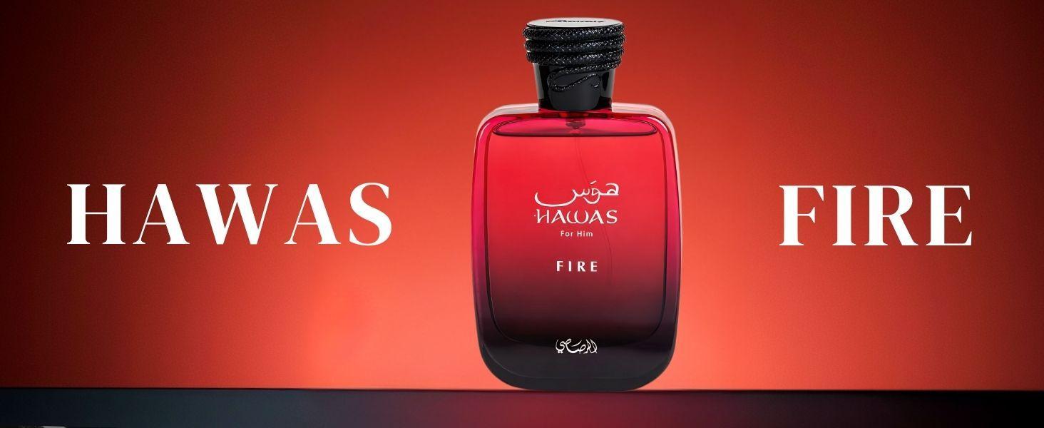 RASASI Hawas Fire Eau De Parfum Men Spray 100ML - Bold Arabian Perfume with Fiery Essence for Men, Long Lasting and Captivating Masculine Elegance