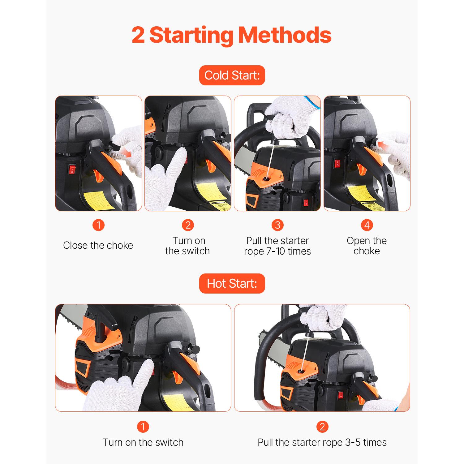 20 inch 62CC Gas Powered Chainsaw, 3.8 HP 2 Stroke Engine Gas Power Chainsaws with Non-Slip Handle, Gas Chainsaws with Dual Fuel Tanks, For Wood Cutting, Tree Trimming, and Land Clearing