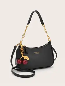 New Fashion Classic Versatile PU Waterproof Fabric M Letter Pattern Shoulder Bag, Printed Design Metal Chain Decoration Design French Baguette Bag, Women's Shoulder Bag Suitable For Shopping