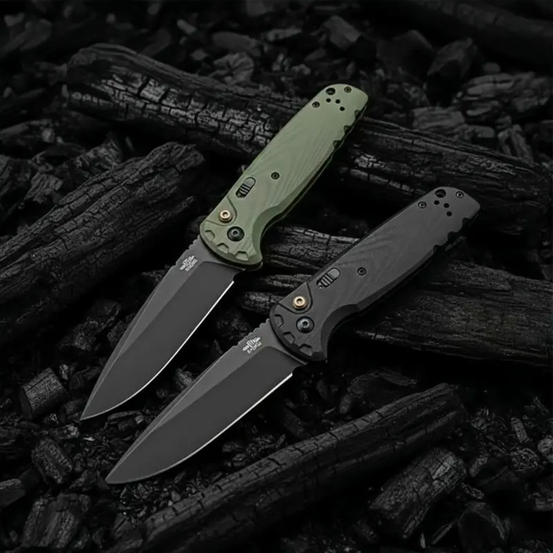 Utility Button Lock Folding Knife D2 Battlewash Blade G10 Handle Multifunctional Cutlery Tool for Outdoor Fishing Camping EDC