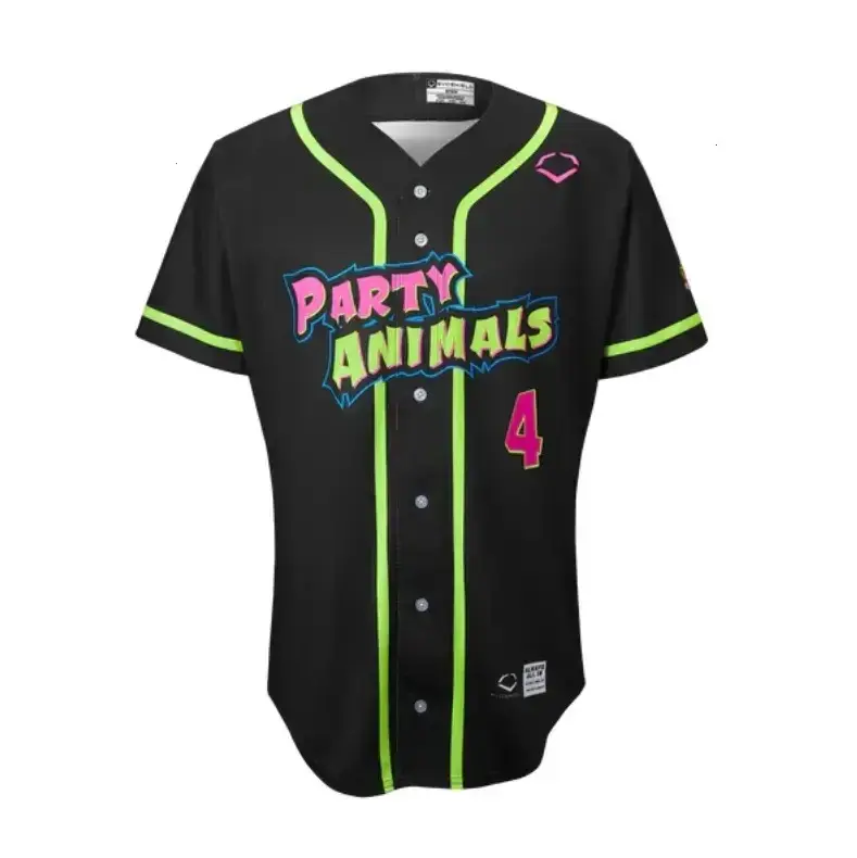 Black Baseball Jersey #4, Loose Fit Breathable Mesh Button Down Shirt, Moisture-Wicking Sports Jersey
