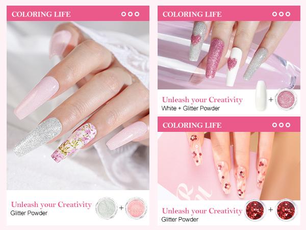 COSCELIA Acrylic Nail Kit for Beginners with Everything Professional Acrylic Powder Drill UV Light Glitter Decoration Set Complete Nail Art Kit for Home Salon Design Youth Friendly