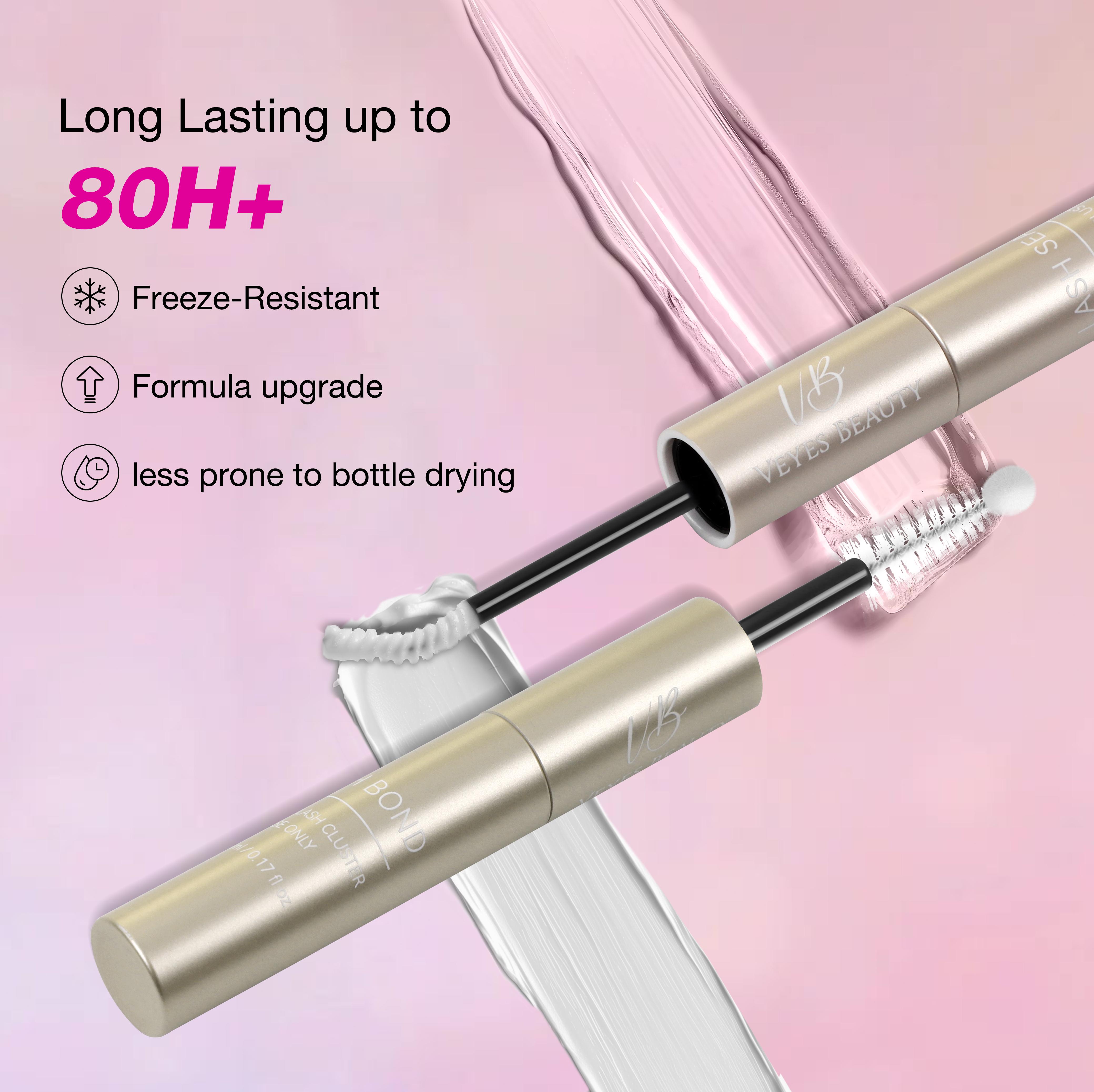 VEYESBEAUTY Lash Bond & Seal - Black 10ml Waterproof 2 in 1 Cluster Lash Glue for Eyelash Extensions Long Lasting Strong Hold Individual Makeup Cosmetic