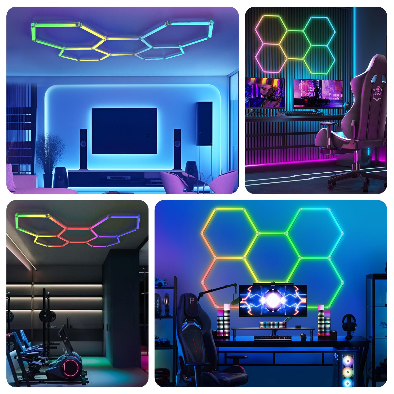 HYPERLITE RGB Hexagon Light Smart Modular Honeycomb Light App & Remote Control LED light Music Sync DIY Colors Ceiling light Gaming Room Party Office Garage Light LED Wall Decor light, SpringGlowUp
