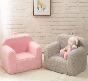 Toddler Chair for Ages 1–6, Soft Sherpa Kids Sofa Armchair with Book Pocket & Carry Handle, Comfy Single-Seat Couch for Playroom or Bedroom, Birthday Gift for Boys & Girl