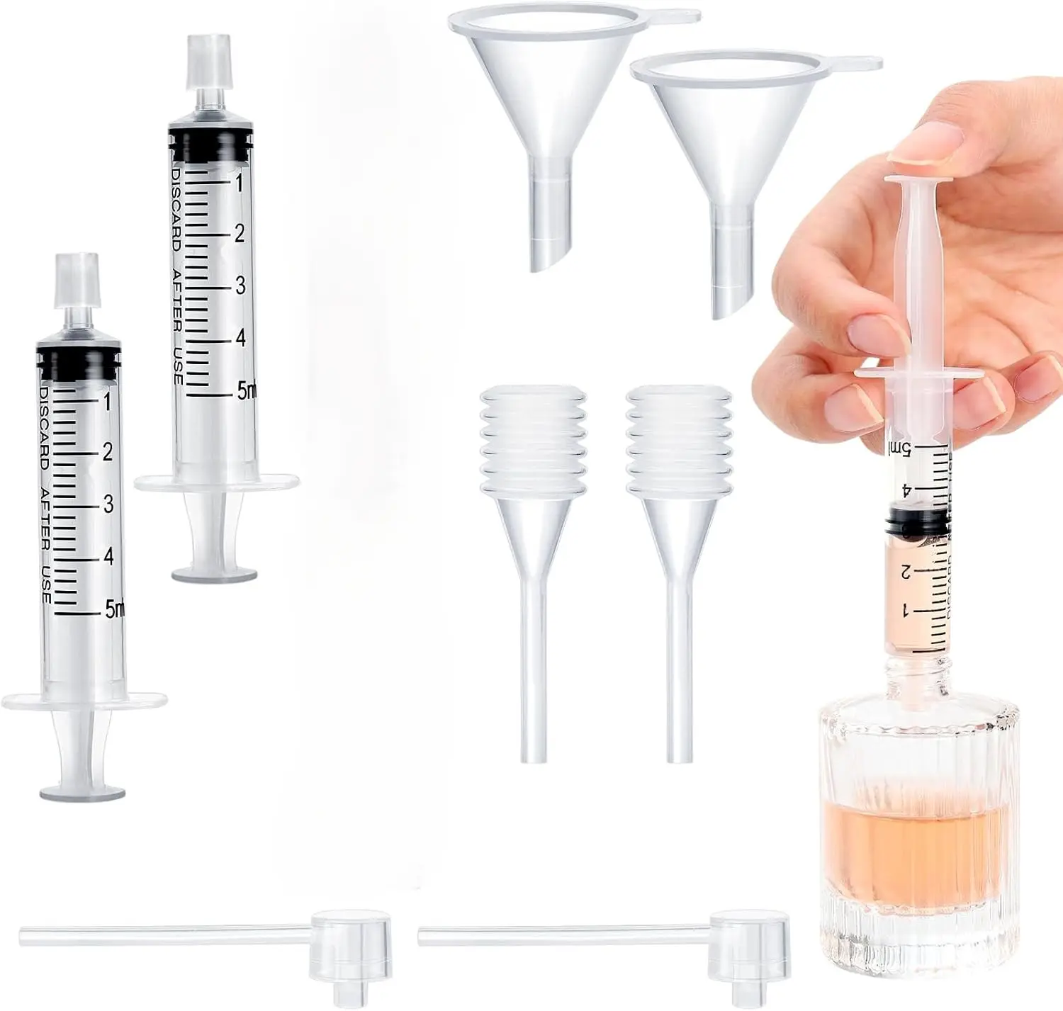 Perfume Refill Tool Kit 8 Pcs, Plastic Clear Syringe Extractor Dispenser Set for Travel Perfume Transfer