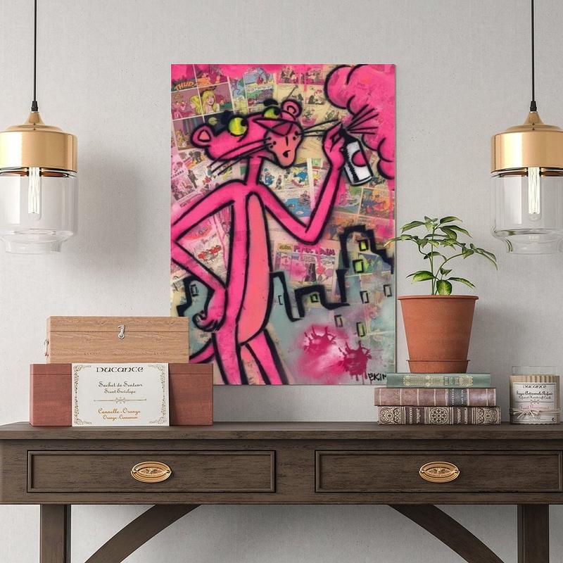Pink Panther Street Art Graffiti Edition Print, Poster with Spray Decor Kitchen