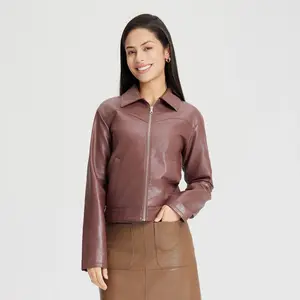 Women's Zip-Front Faux Leather Jacket - Universal Thread