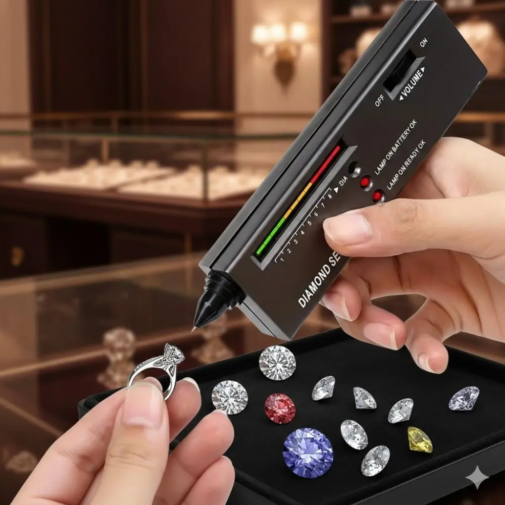 Portable Diamond Tester Pen Thermal Conductivity Probe Tool for Identifying Genuine Gemstones Jade Crystal Jewelry Real or Fake Detection