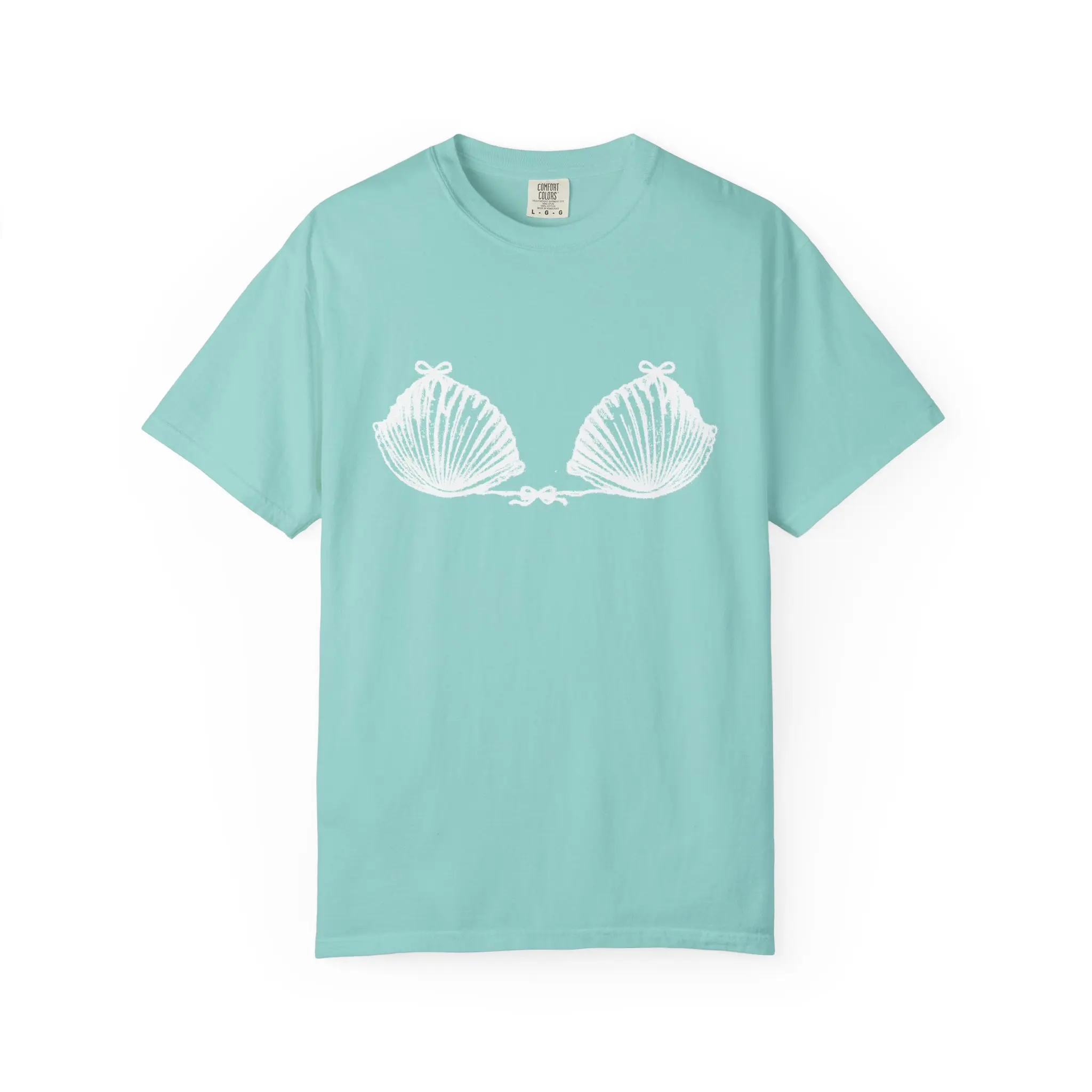 Comfort Colors Women's Vintage Coastal Seashell-Inspired Soft 100% Cotton Fabric Short-Sleeve Relaxed-Fit T-Shirt for Beach, Boat Days