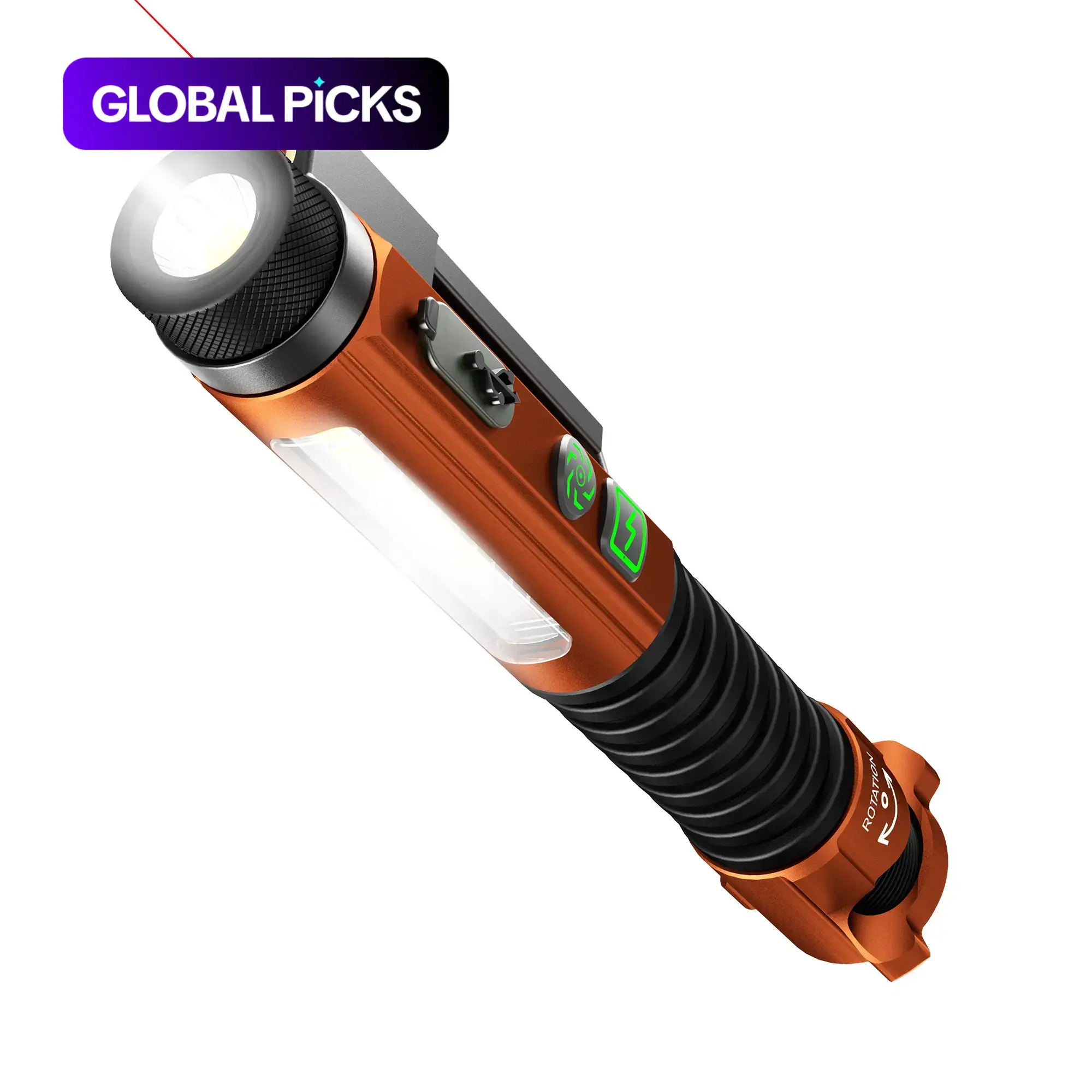 Magnetic LED Flashlight, Powerful Handheld Flashlights, Portable Led Flashlight, 800-lumen Rechargeable EDC Flashlight with Laser Pointer and USB Charging Cable, Hands-Free Work and Outdoor Light #GLOBAL PICKS