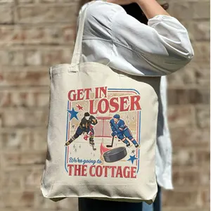 Get In Loser Tote Bag,Heated Rivalry Romance Tote Bag, Hollanov Couple Romance Book Tote Bag, Hockey Rivals Couple Bag, Movie Book Fans Gift