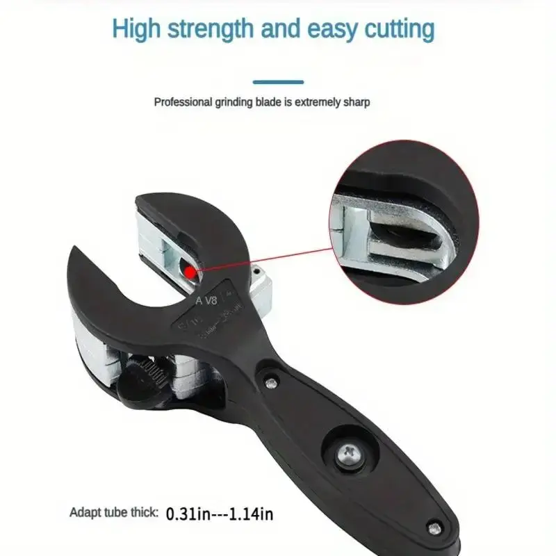 Single-Hand Ratchet Pipe Cutter Tool, Quick Cut for 5/16"-1 1/8" (8-29mm) Stainless Steel, Copper & Alu Cuts, Plastic Pipes, Convenient Tight Space Use, Easy Access Plumbing Home Improvement Hand Tool